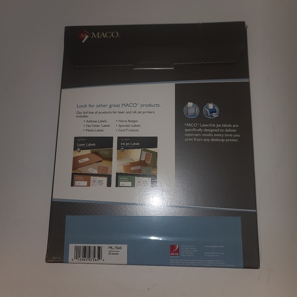 maco laser & inkjet labels ML-7565open and just realize that I bought the wrong - Picture 2 of 2
